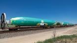 Boeing fuselage being transported by rail