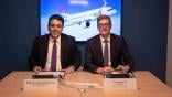 Berniq Airways chairman Waseem Abdullah Ezzway and Airbus EVP commercial Paul Meijers