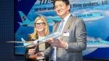 Boeing Commercial Airplanes president and CEO Stephanie Pope and Korean Air chairman and CEO Walter Cho