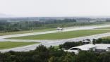 Indonesian airport in rain