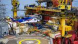 A Bristow operated Sikorsky S-92 lifts from a Norwegian oil rig in the North Sea.