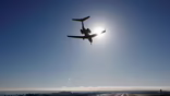 business jet flying