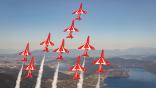 Red Arrows fleet of BAE Systems Hawk T1s flying