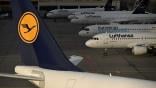 Lufthansa and Eurowings aircraft at Frankfurt Airport.