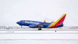 Southwest Airlines aircraft in snow