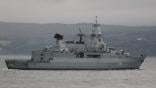 FGS Sachsen (F219), a Sachsen-class (or F124-class) air defence frigate operated by the German Navy, arriving for Exercise Joint Warrior 17-2. Contributor: Marco McGinty