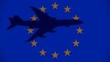 European flag and airplane
