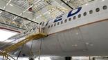 United Airlines aircraft in a hangar