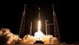 A SpaceX Falcon 9 rocket launches April 21, 2026, from Cape Canaveral SFS, carrying the 10th GPS III satellite for the U.S. Space Force. Credit: SpaceX