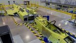 saab gripens on assembly line