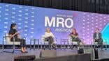 Aviation Week’s Christine Boynton (left) moderates an AI-focused panel at MRO Americas with (from left) Alice Belcher, Nicole Austin and Stephen Snyder.