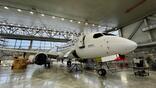 airBaltic aircraft in a hangar