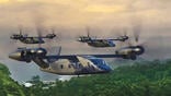 artist's concept of military tiltrotors in flight 