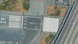 Aerial view of EWR Runway 29 next to New Jersey Turnpike