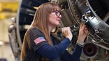 Pratt & Whitney technician at engine center in West Palm Beach, Florida