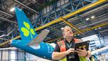 Aer Lingus aircraft and employee