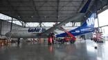 Go Air aircraft in a hangar