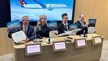 L to R: Boeing Commercial Airplanes SVP Brad McMullen, BCA CEO Stephanie Pope, PAL Holdings CEO Lucio Tan III and PAL CEO Richard Nuttall.