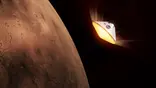 rendering of NASA spacecraft descending to Mars
