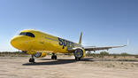 Spirit Airlines Airbus jet in the desert