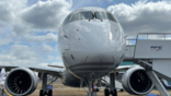 Aircraft at the Farnborough Airshow static display.