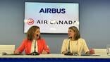 (L to R): Airbus chief sustainability officer Julie Kitcher and Air Canada VP for airport affairs, corporate real estate and sustainability Valerie Durand.