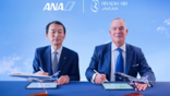 ANA CEO juichi hirasawa and riyadh air CEO tony douglas