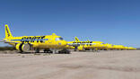 Spirit Airlines aircraft in the desert