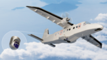 aircraft with circular inset magnifying its underside sensor
