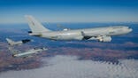 Airbus A330 Multi Role Tanker Transport refueling two Eurofighter Typhoons