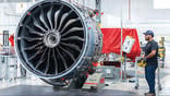 CFM International Leap engine with person standing next to it