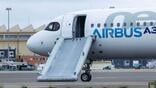 Airbus with slide deployed