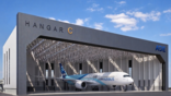 rendering of an airbus A350 aircraft sitting in ADE's hangar C