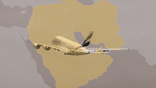 Emirates Airbus A380 on Middle East map graphic