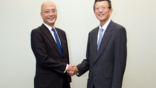 NEC executive vice president and coo hiroyuki nagano and mhi executive vice president and chief of defense and space masayuki eguchi