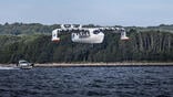 Regent Viceroy flying above water