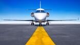 business jet on runway