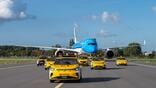 KLM Airbus A350-900 at Schiphol Airport with police escort