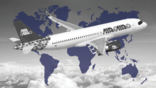 Air Cairo Airbus over map