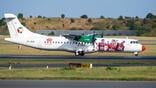 A Danish Air Transport (DAT) ATR 72 takes off from Copenhagen Airport.