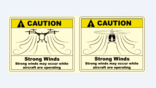 Examples of downwash/outwash caution area signage in the FAA's design guidance for heliports and vertiports.  Credit: FAA