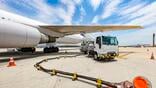 Truck refueling aircraft