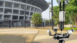 mobile surveillance unit in front of stadium