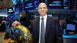 Russell Ford posing by the NYSE bell