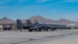 F-15s, F-15EXs and an F-22 at Nellis AFB, Nevada, in 2023.