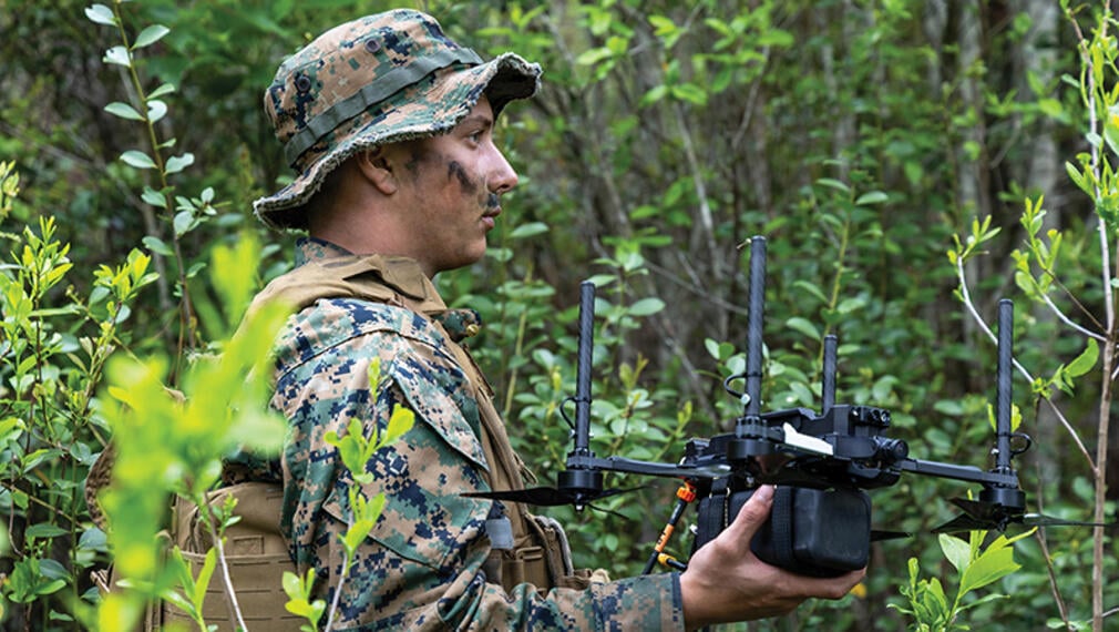 U.S. marine with drone