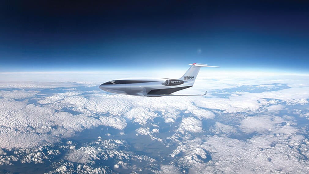 Concept of Otto Phantom 3500 bizjet flying