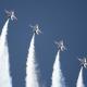 Thunderbirds execute the Line Abreast Loop maneuver