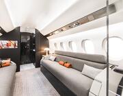 The cabin interior of the Falcon 6X, presented as a mockup