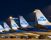 KLM planes parked at Schiphol 